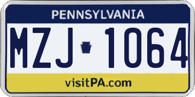 PA license plate MZJ1064