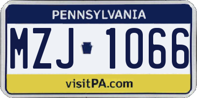 PA license plate MZJ1066