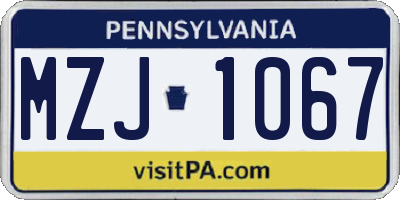 PA license plate MZJ1067