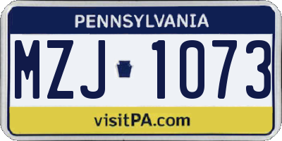 PA license plate MZJ1073