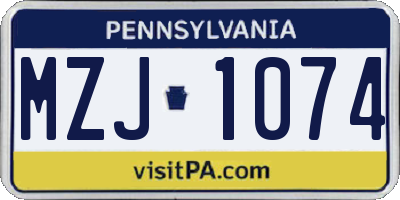 PA license plate MZJ1074