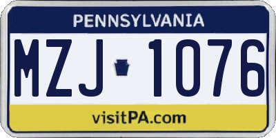 PA license plate MZJ1076
