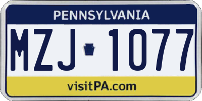 PA license plate MZJ1077