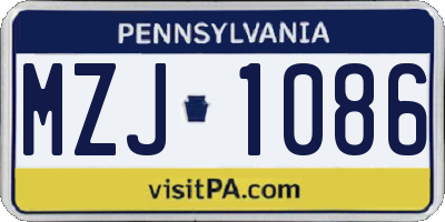 PA license plate MZJ1086