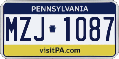 PA license plate MZJ1087