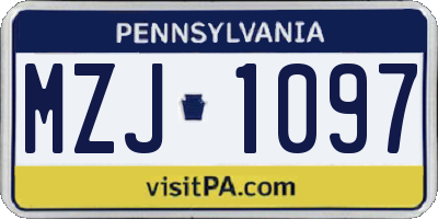 PA license plate MZJ1097