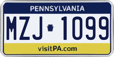 PA license plate MZJ1099