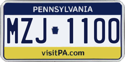 PA license plate MZJ1100
