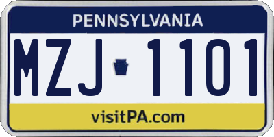 PA license plate MZJ1101