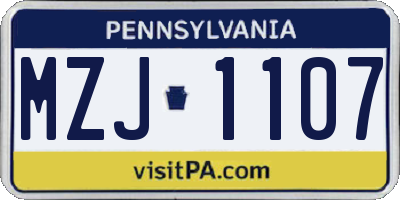 PA license plate MZJ1107