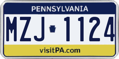 PA license plate MZJ1124