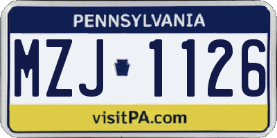PA license plate MZJ1126