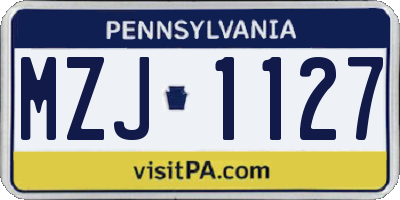 PA license plate MZJ1127