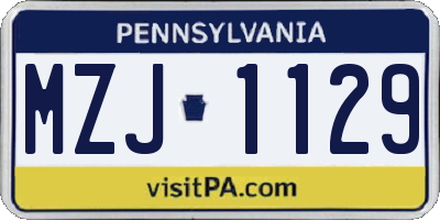 PA license plate MZJ1129