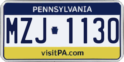 PA license plate MZJ1130