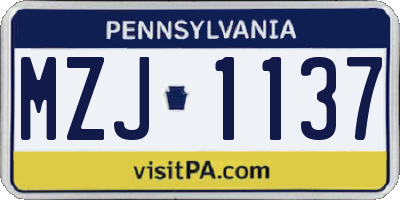PA license plate MZJ1137