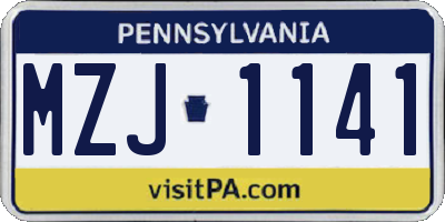 PA license plate MZJ1141