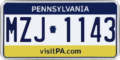 PA license plate MZJ1143