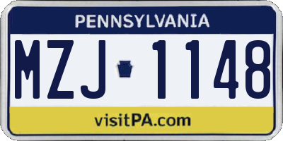 PA license plate MZJ1148