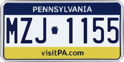 PA license plate MZJ1155