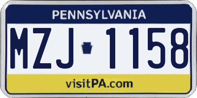 PA license plate MZJ1158