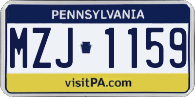 PA license plate MZJ1159