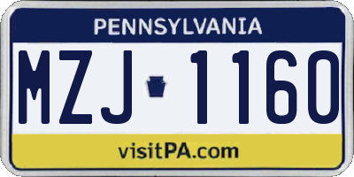 PA license plate MZJ1160