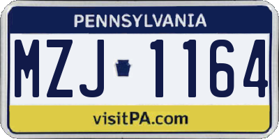 PA license plate MZJ1164