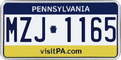 PA license plate MZJ1165
