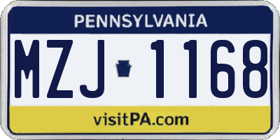 PA license plate MZJ1168