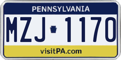 PA license plate MZJ1170