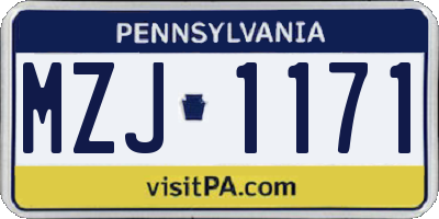 PA license plate MZJ1171