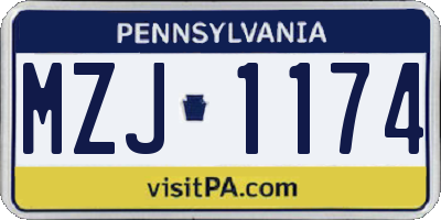 PA license plate MZJ1174