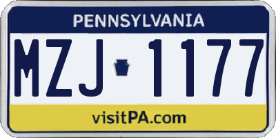 PA license plate MZJ1177