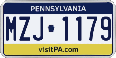 PA license plate MZJ1179