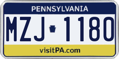 PA license plate MZJ1180