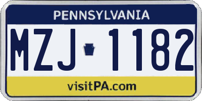 PA license plate MZJ1182