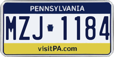 PA license plate MZJ1184