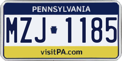 PA license plate MZJ1185