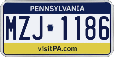 PA license plate MZJ1186