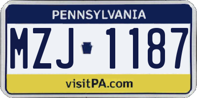 PA license plate MZJ1187