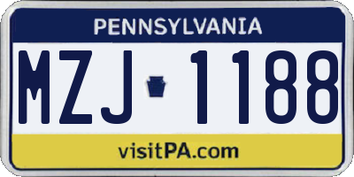 PA license plate MZJ1188