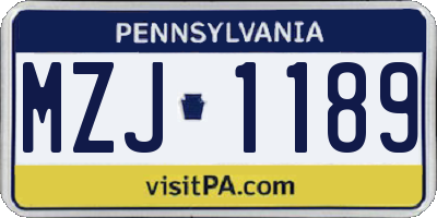 PA license plate MZJ1189