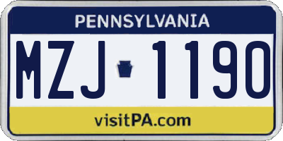 PA license plate MZJ1190