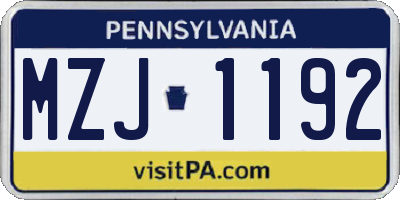 PA license plate MZJ1192