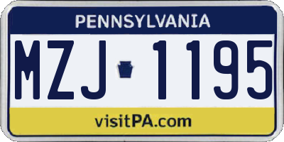 PA license plate MZJ1195