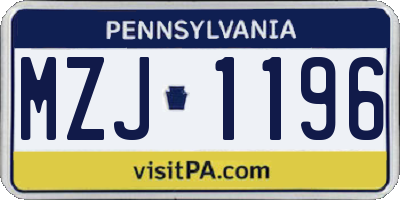 PA license plate MZJ1196