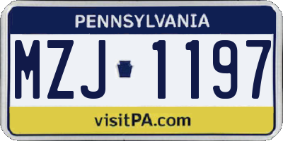 PA license plate MZJ1197