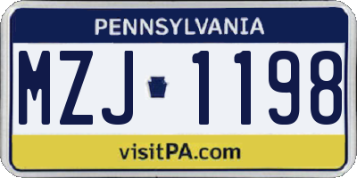 PA license plate MZJ1198
