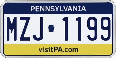 PA license plate MZJ1199